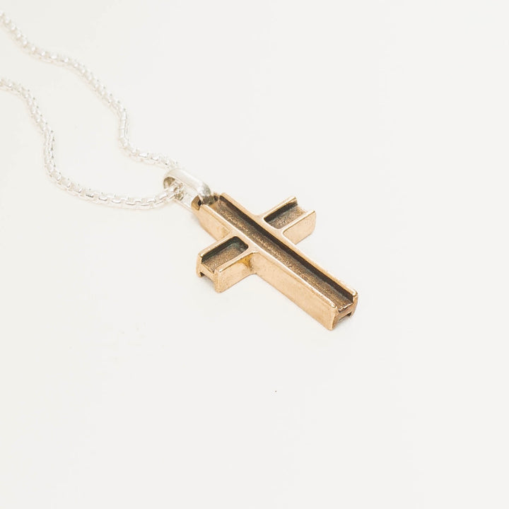 Steelworker Cross Bronze Pendant