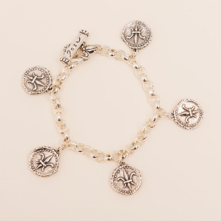 Fleur de Lis Doubloon Charm Bracelet