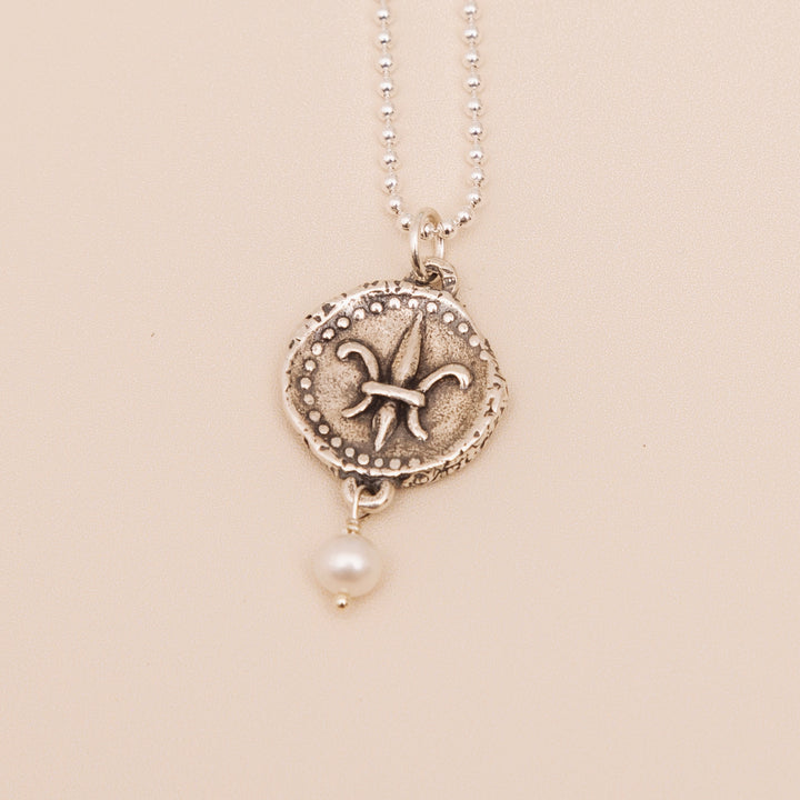 Fleur de Lis Doubloon Pearl Pendant