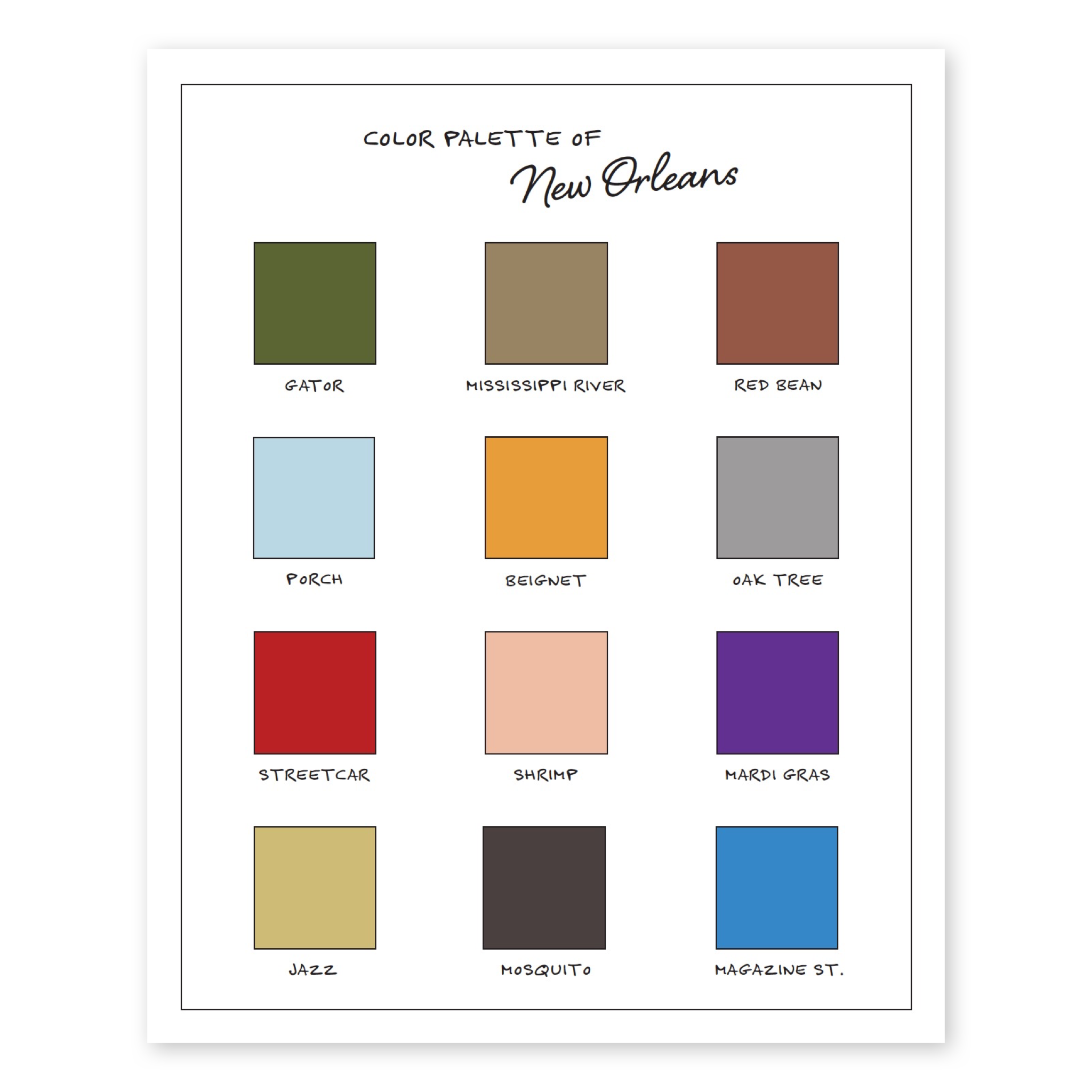 New Orleans Color Palette Art Print