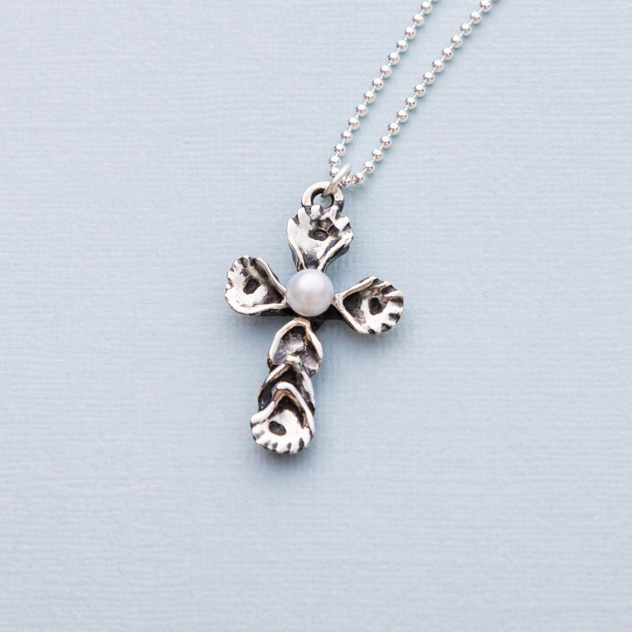 Oyster Cross Pearl Pendant
