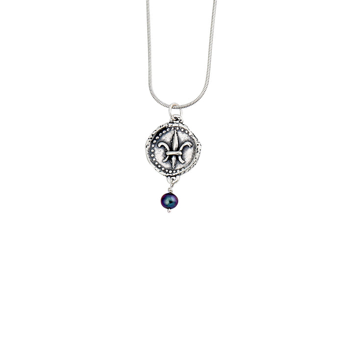 Fleur de Lis Doubloon Pearl Pendant