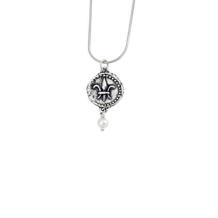 Fleur de Lis Doubloon Pearl Pendant