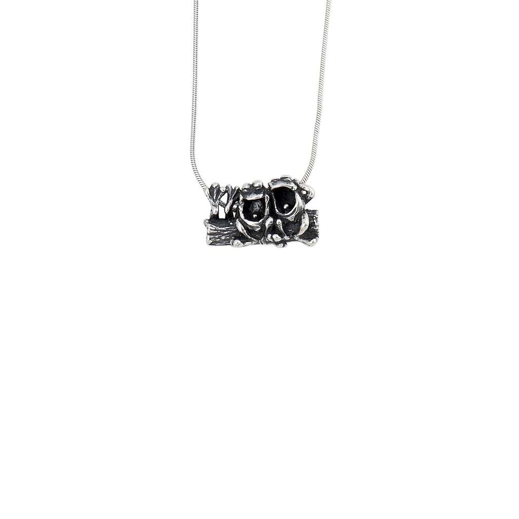 Frogs Laughing on Log Pendant