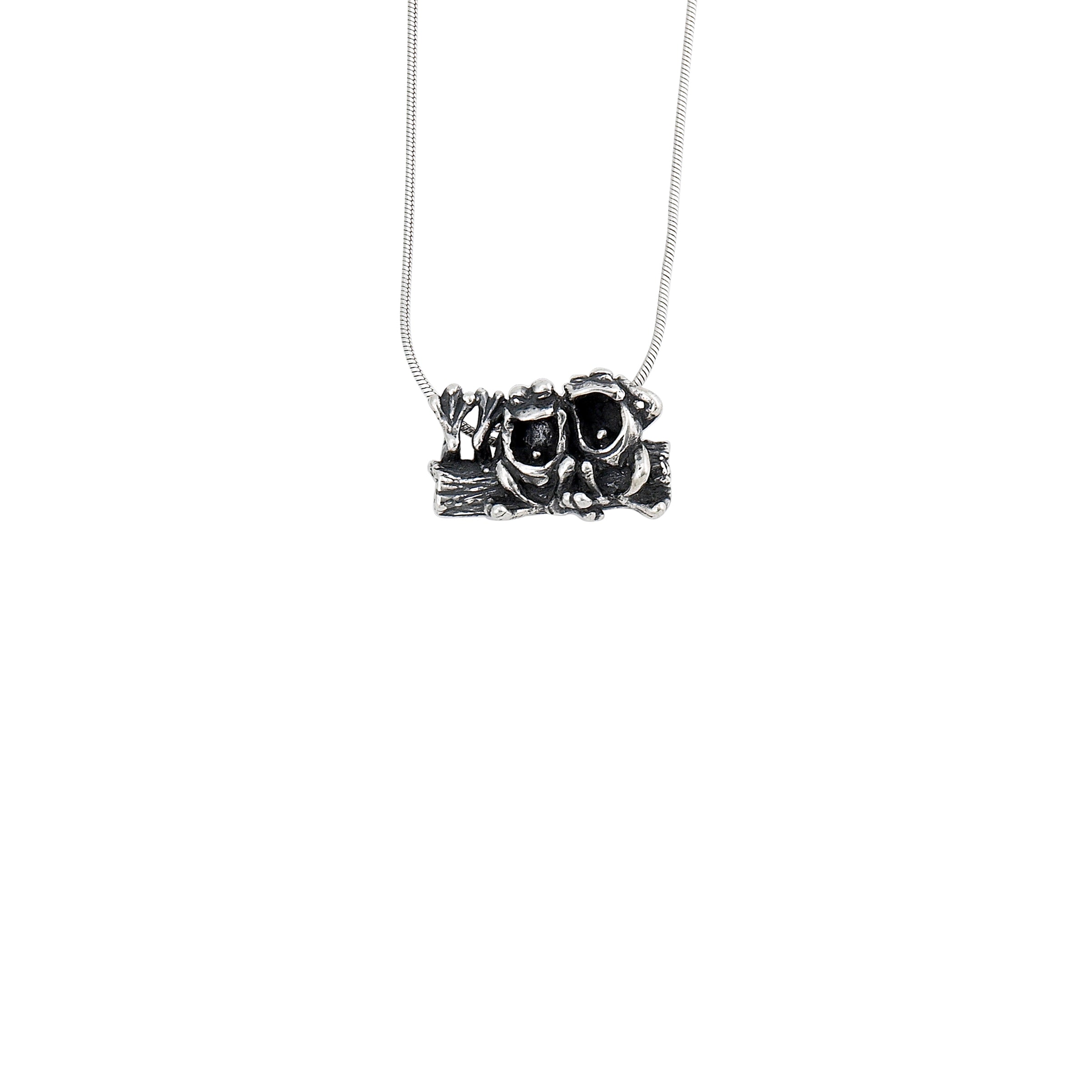 Frogs Laughing on Log Pendant