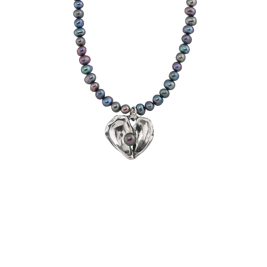 Image of Oyster Heart Pearl Necklace with Freshwater Peacock Pearls