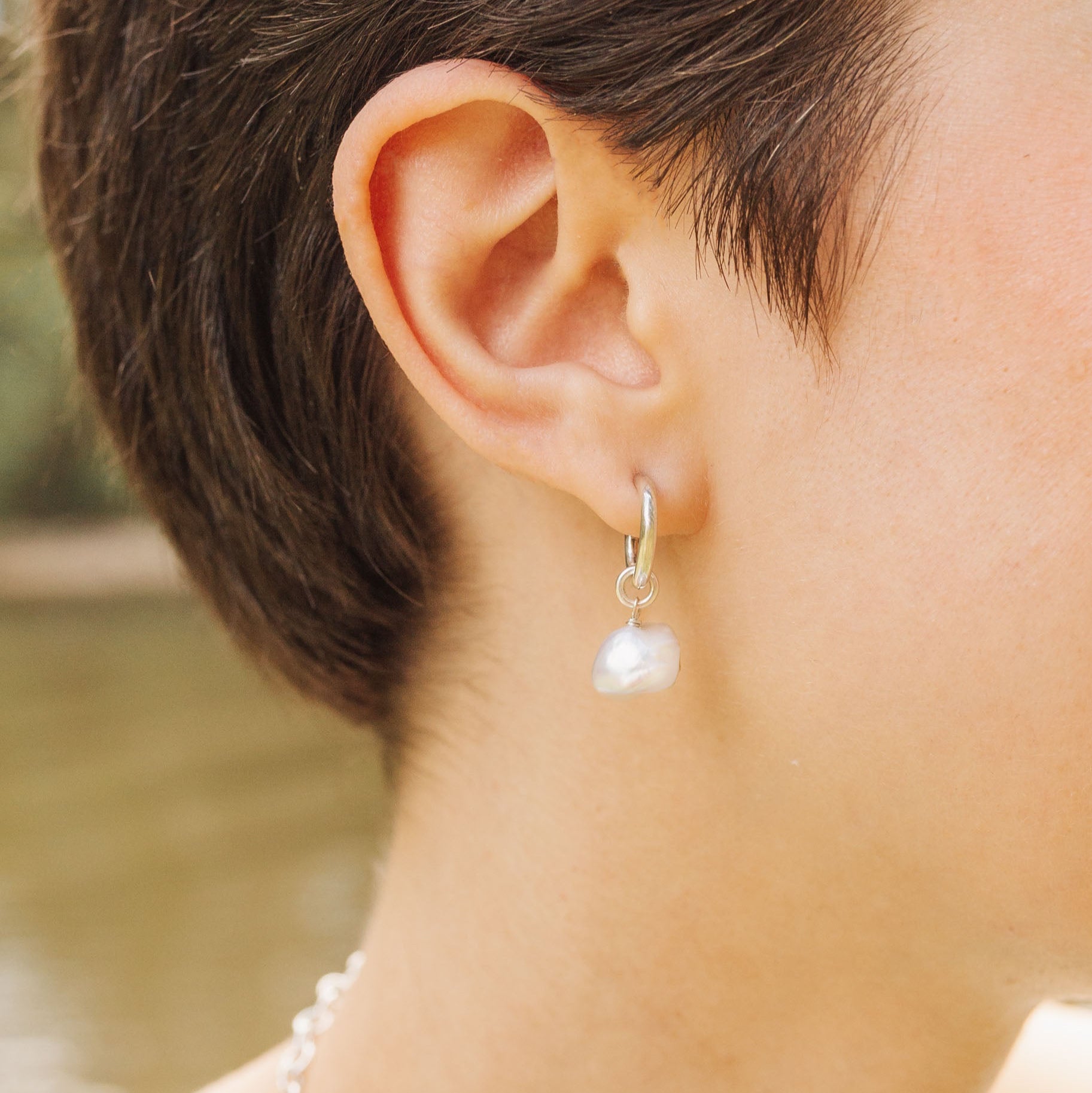 Shell & Pearl Hoop Earrings