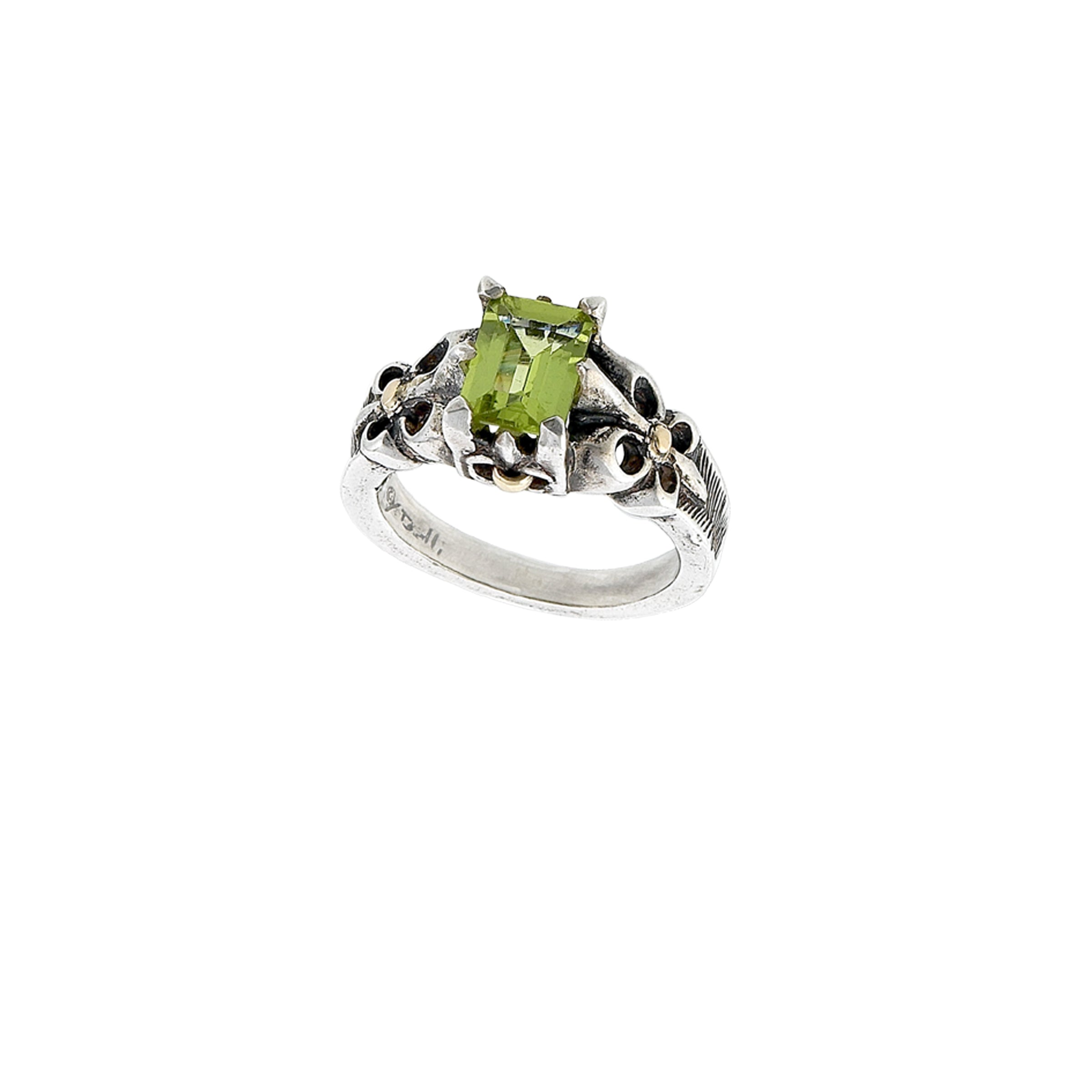 Fleur de Lis 2-tone Small Stone Ring