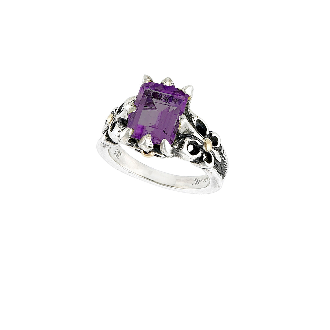 Fleur de Lis 2-tone Medium Stone Ring