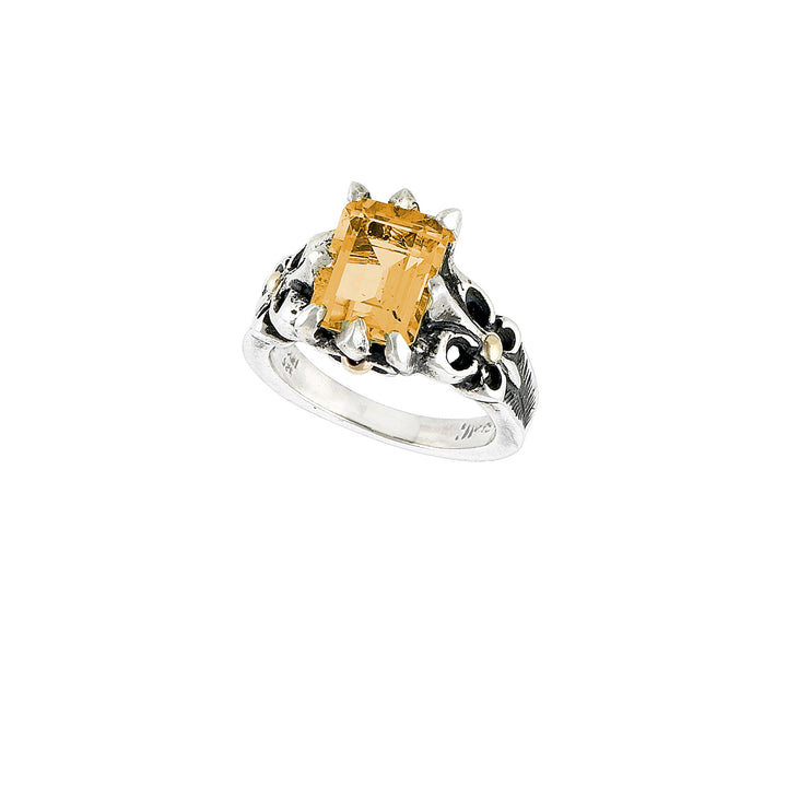 Fleur de Lis 2-tone Medium Stone Ring