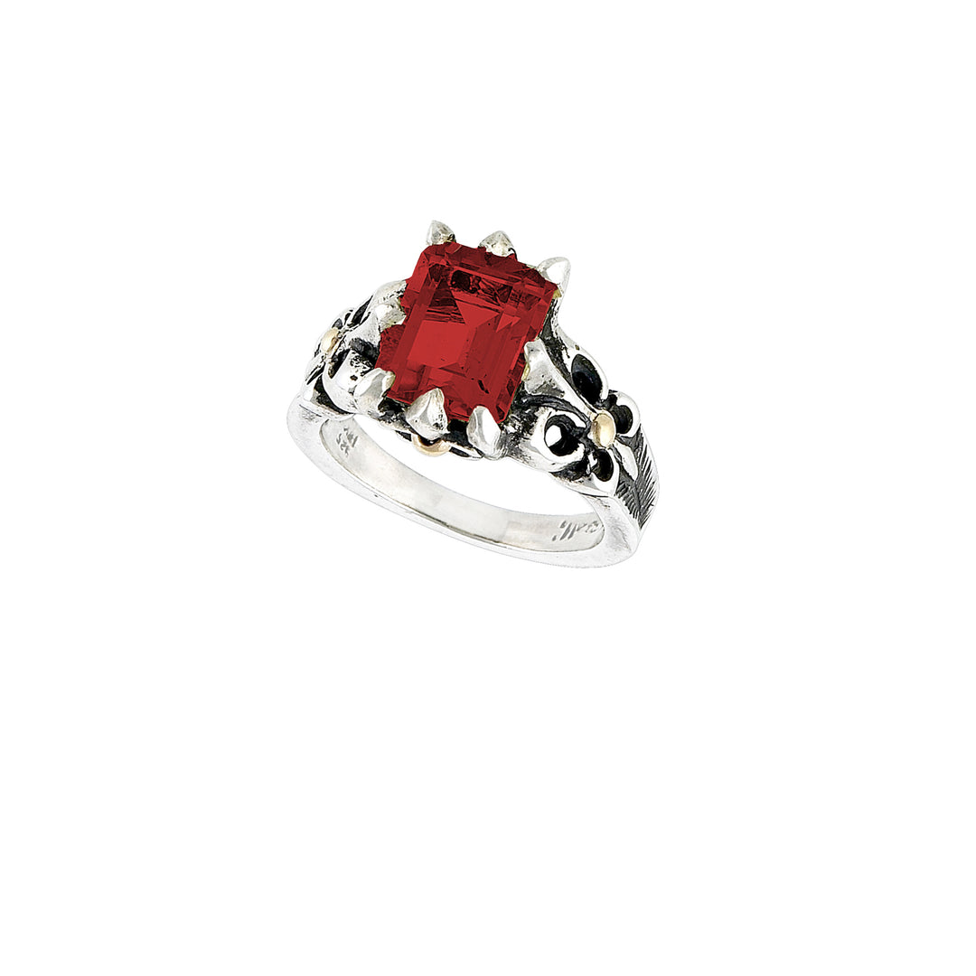 Fleur de Lis 2-tone Medium Stone Ring