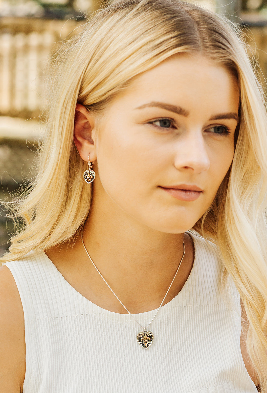 Saints and Angels Two Tone Gold Earrings