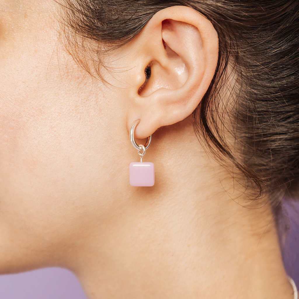 Bubblegum Chiclet Hoop Earrings