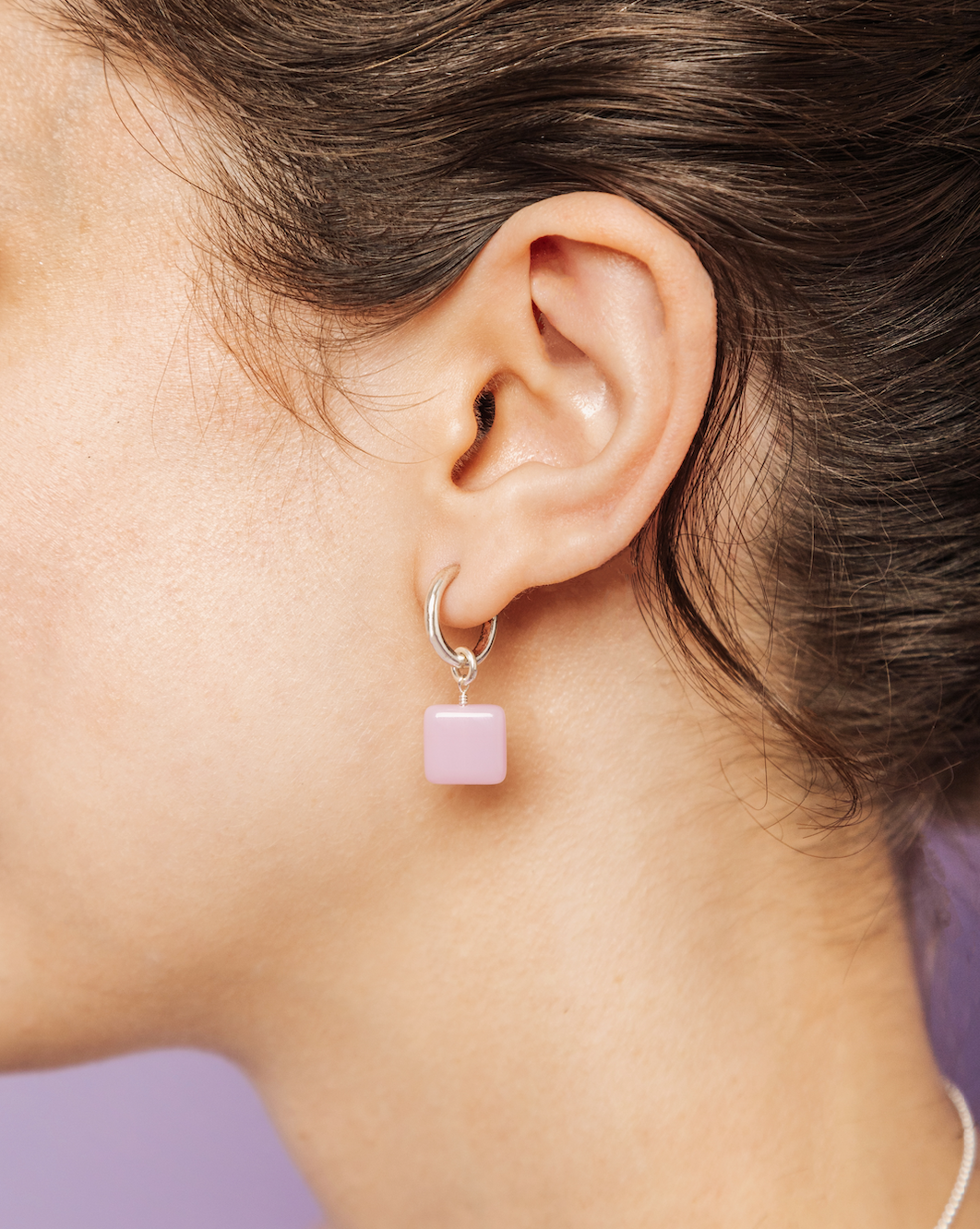 Bubblegum Chiclet Hoop Earrings