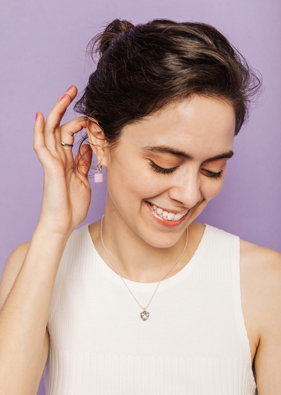 Bubblegum Chiclet Hoop Earrings