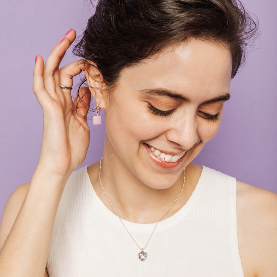 Bubblegum Chiclet Hoop Earrings