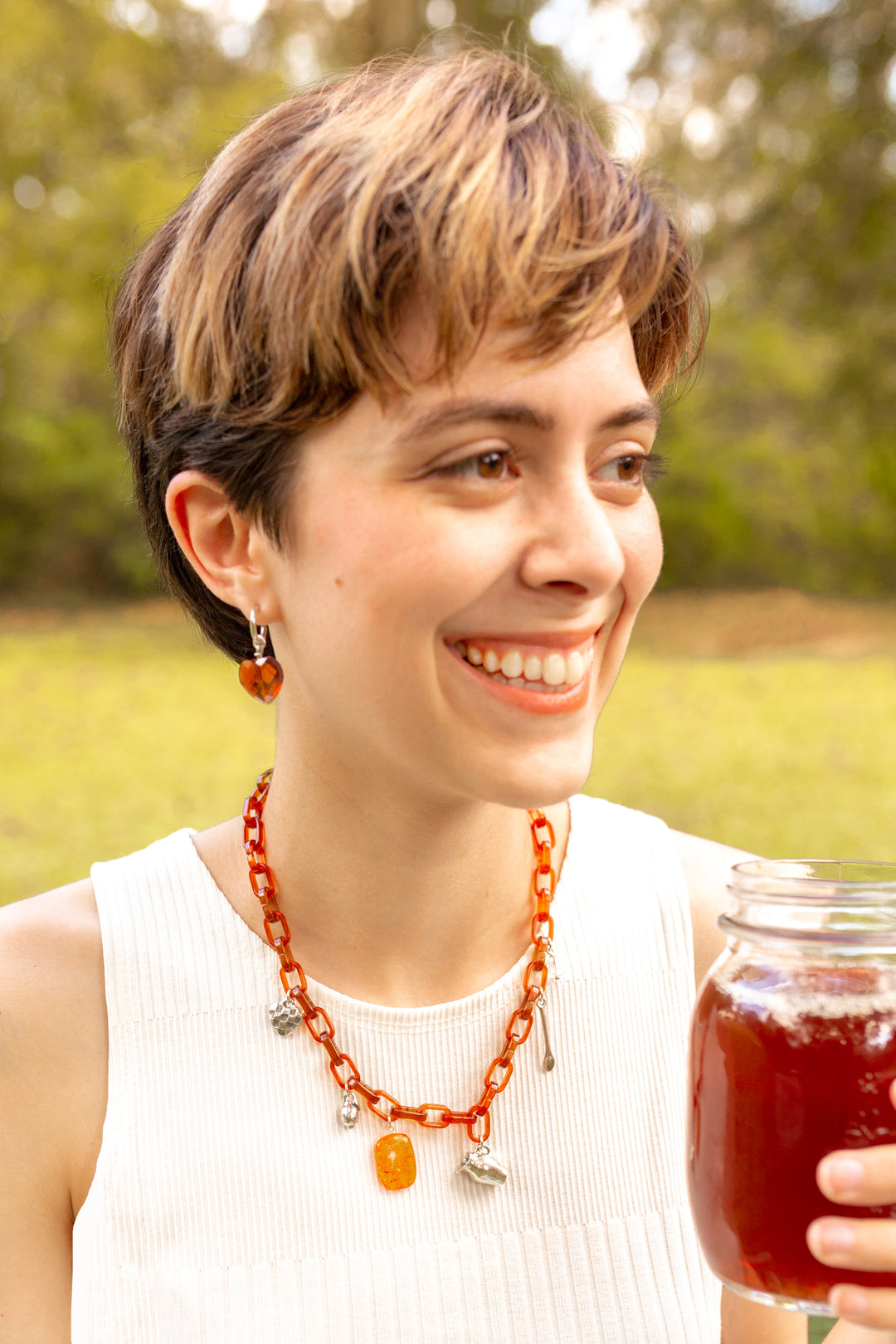 "Picnic" Checkered Heart Hoop Earrings