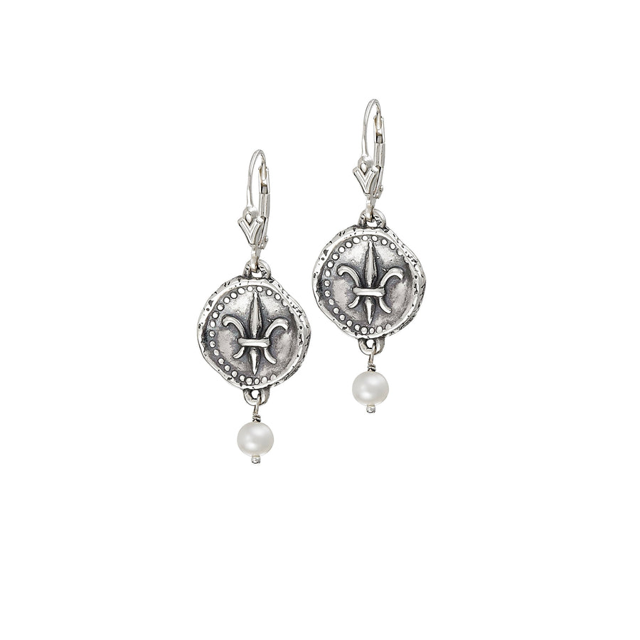 Image of Freshwater White Pearl Doubloon Earrings