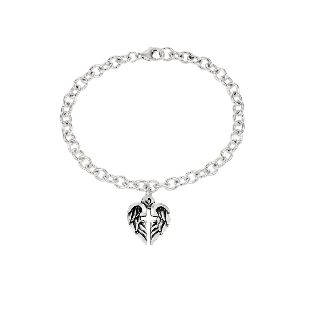 sterling silver angel of hope bracelet with angel wing cross charm