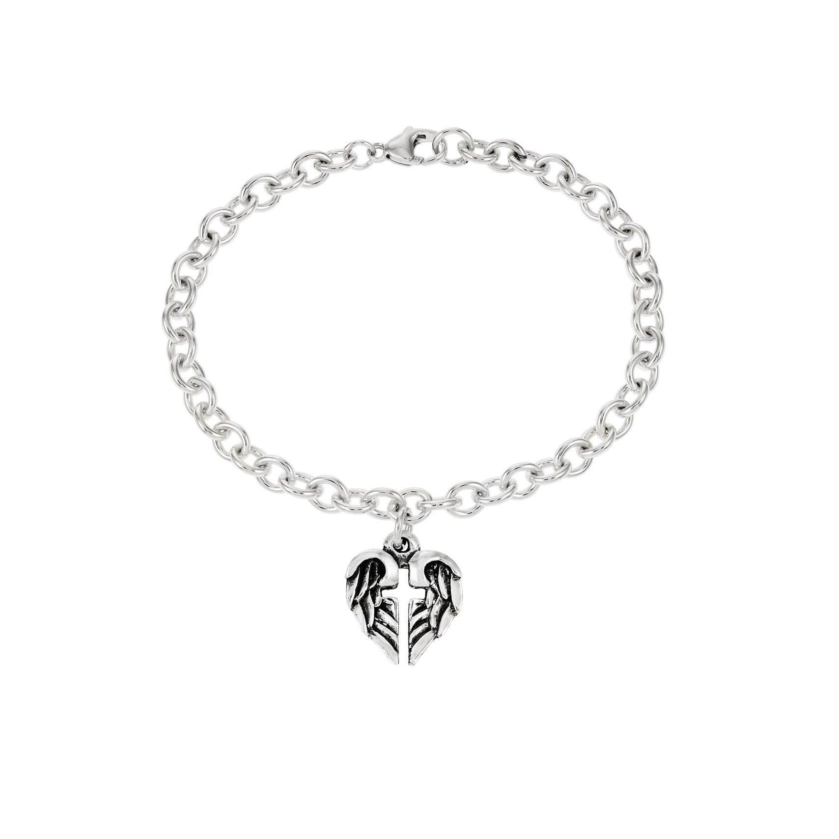 sterling silver angel of hope bracelet with angel wing cross charm
