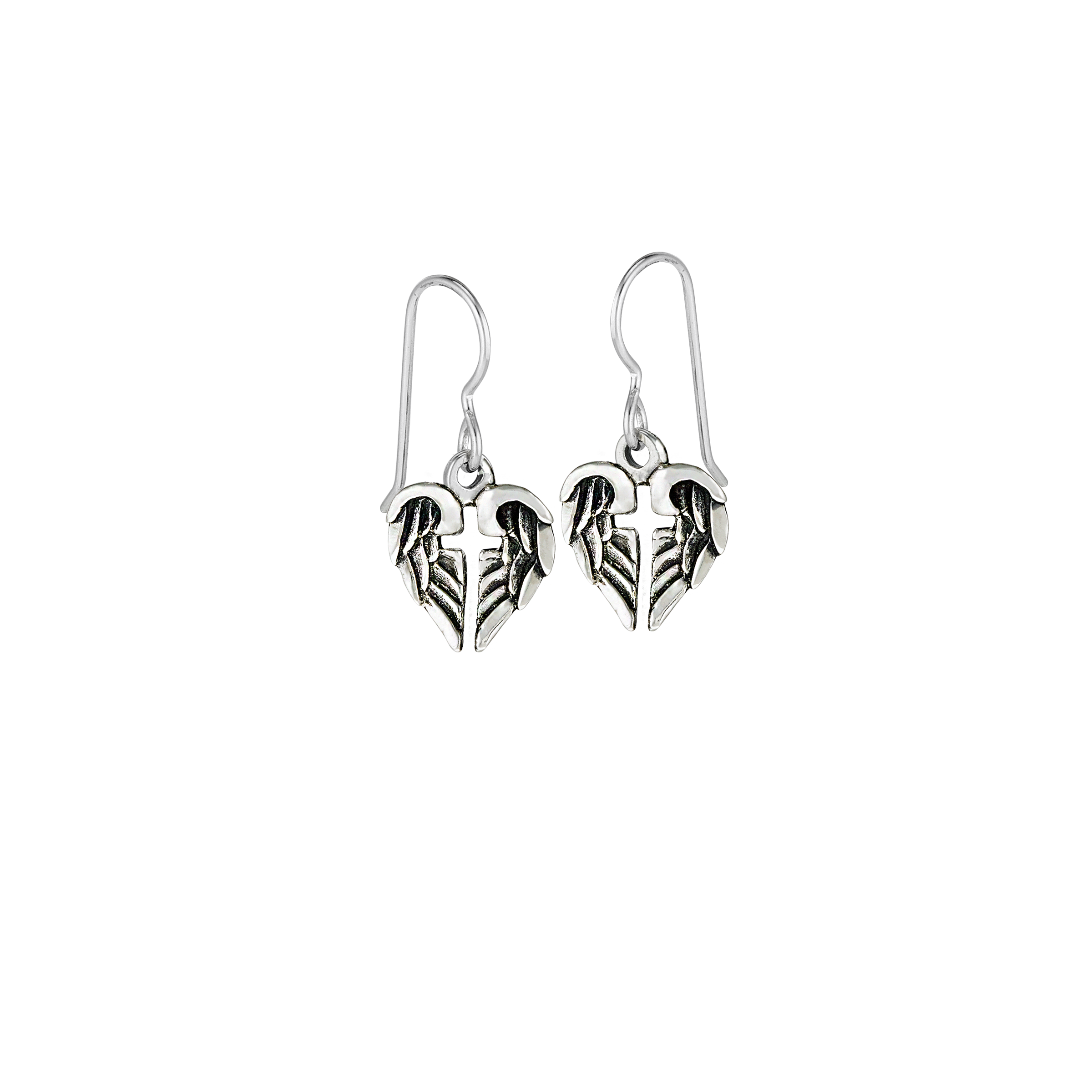 sterling silver angel of hope earrings pair on white background