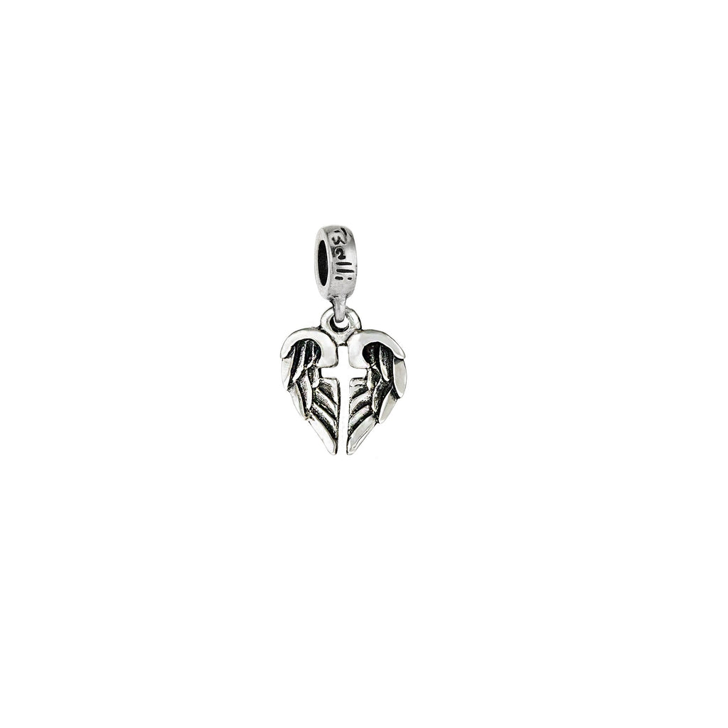 sterling silver angel of hope slide charm with angel wing cross design