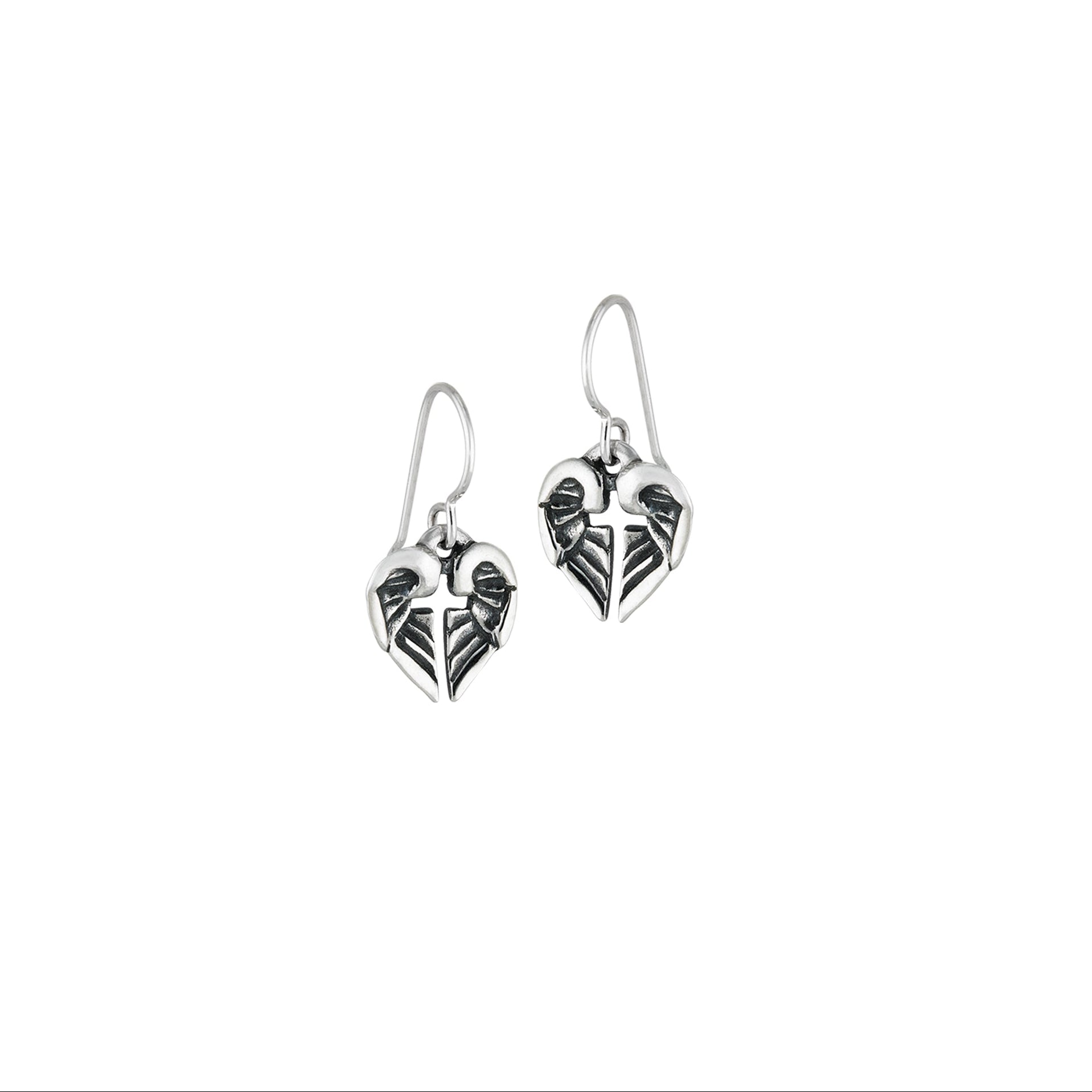 pair of small angel of hope earrings in sterling silver