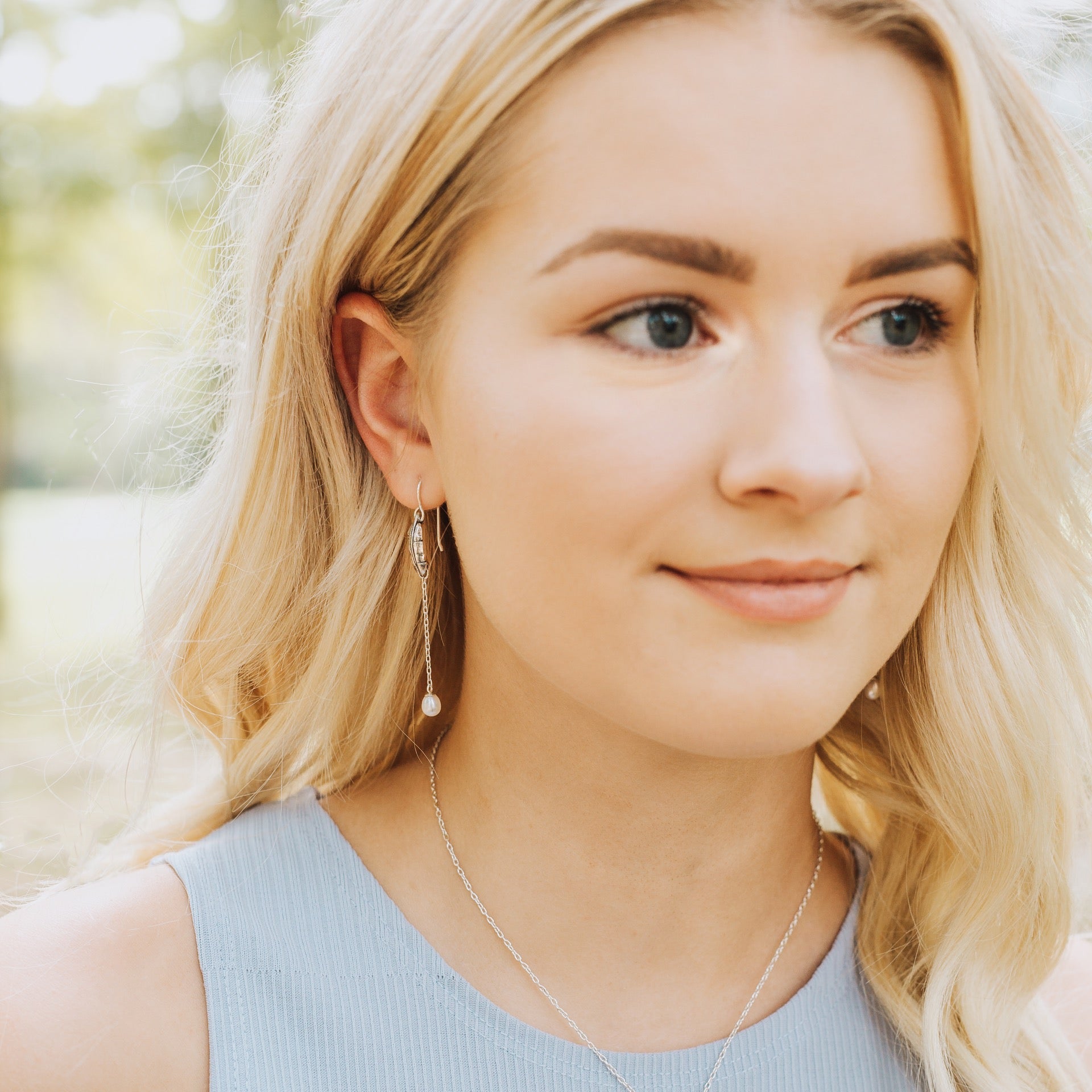 Banana Leaf Pearl Earrings