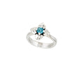 blue topaz flower ring in sterling silver with genuine swiss blue topaz gemstone