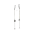 Sterling silver Cupid arrow drop chain earrings with delicate dangling design