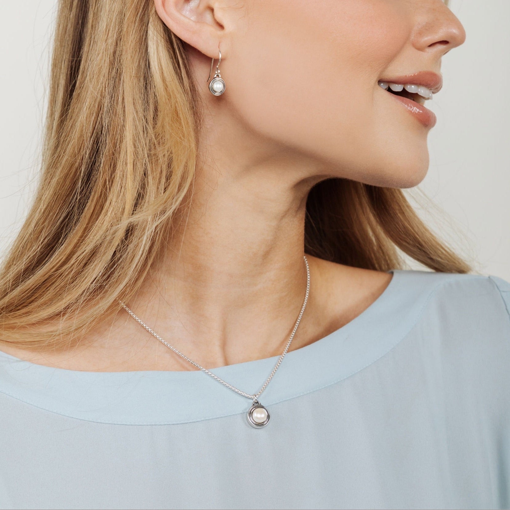 Deceaux Pearl Pendant styled with everyday wear.