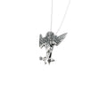 sterling silver diving pelican necklace with bird diving toward fish charm, handcrafted new orleans jewelry