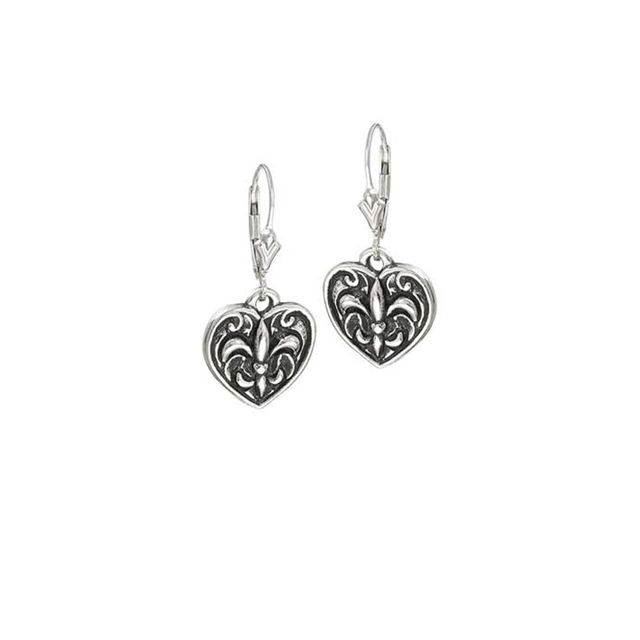 Fleur de Lis Heart Earrings