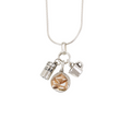 New Orleans beignets and cafe au lait pendant in sterling silver and bronze