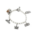French Quarter charm bracelet featuring New Orleans landmark charms in sterling silver and bronze