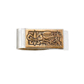 Handcrafted New Orleans sterling silver and bronze money clip featuring fleur-de-lis and iconic city landmarks