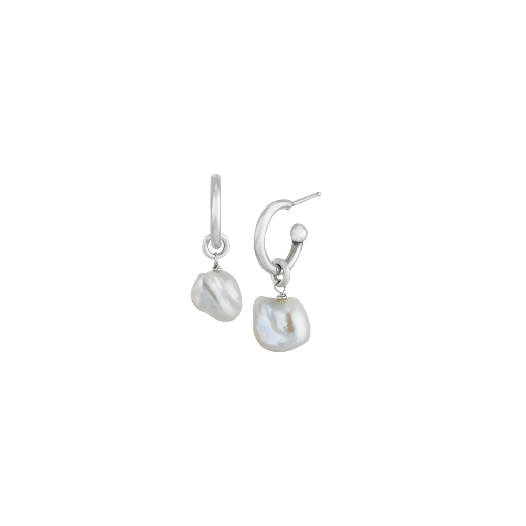 pearl hoop earrings product image on white background