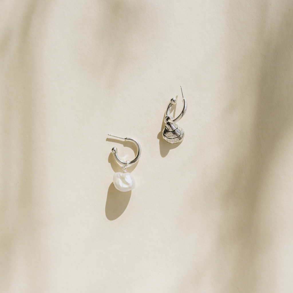 Shell & Pearl Hoop Earrings