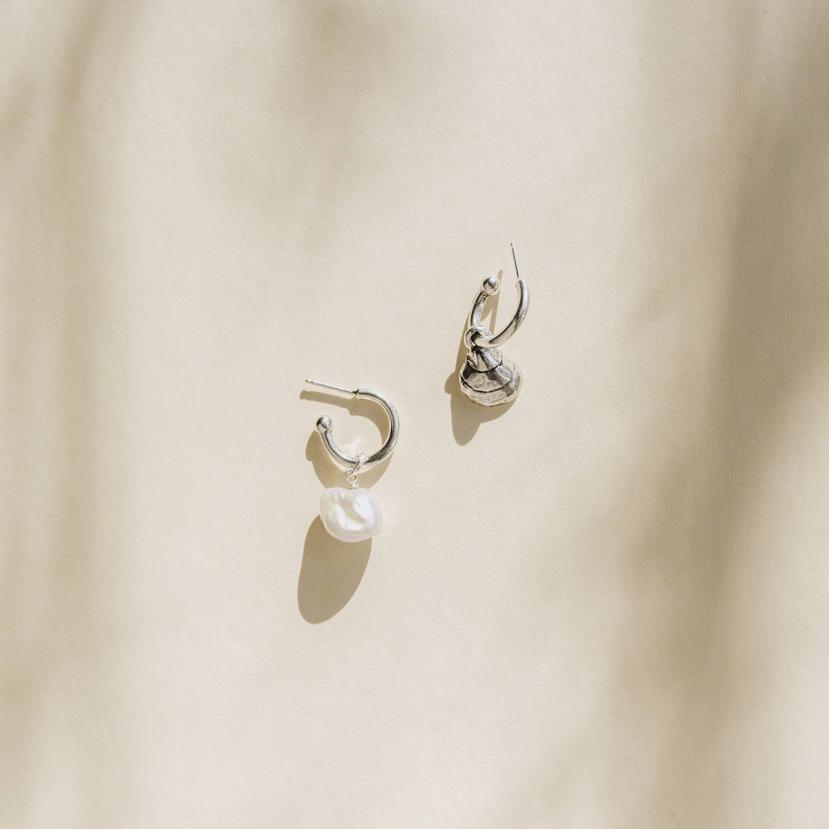 Shell & Pearl Hoop Earrings