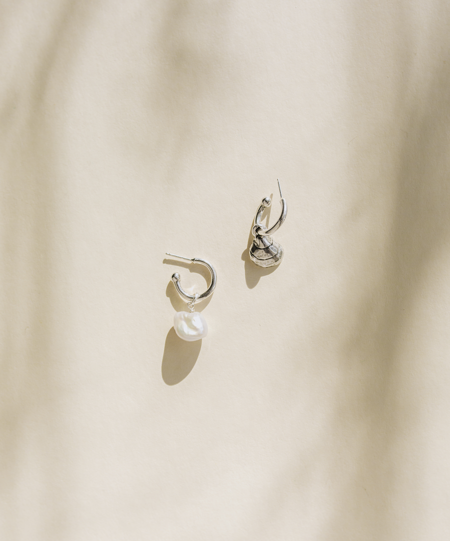 Shell & Pearl Hoop Earrings