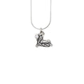 sterling silver pelican pearl pendant front view with brown pelican resting in water and freshwater pearl sun, handcrafted new orleans jewelry
