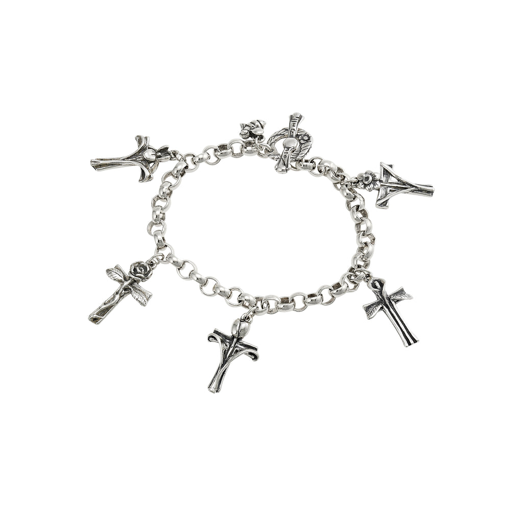 petals and prayers charm bracelet sterling silver cross flower bracelet