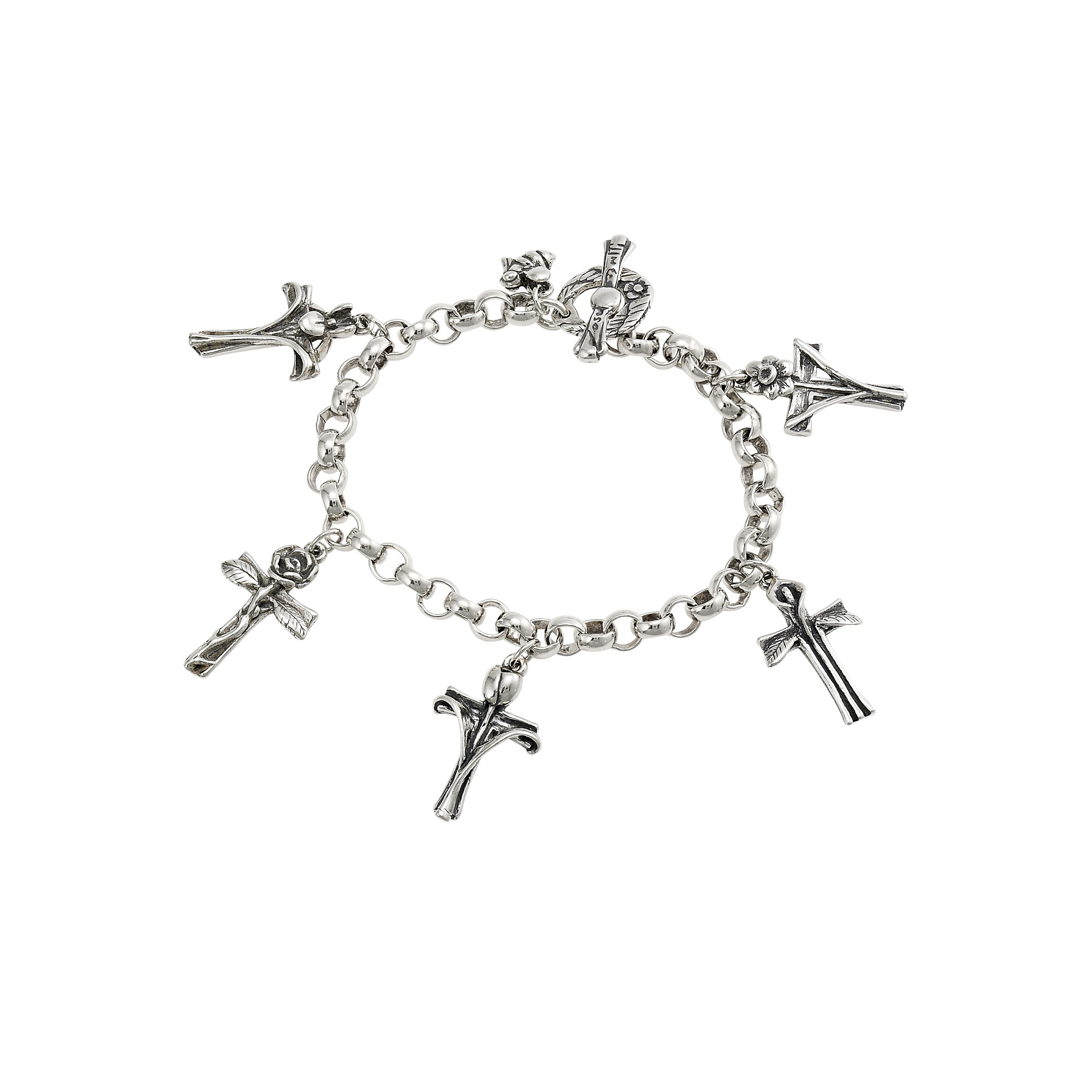 petals and prayers charm bracelet sterling silver cross flower bracelet