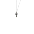 petite sterling silver butterfly cross pendant on chain, delicate religious necklace