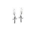 Petite dragonfly cross earrings in sterling silver
