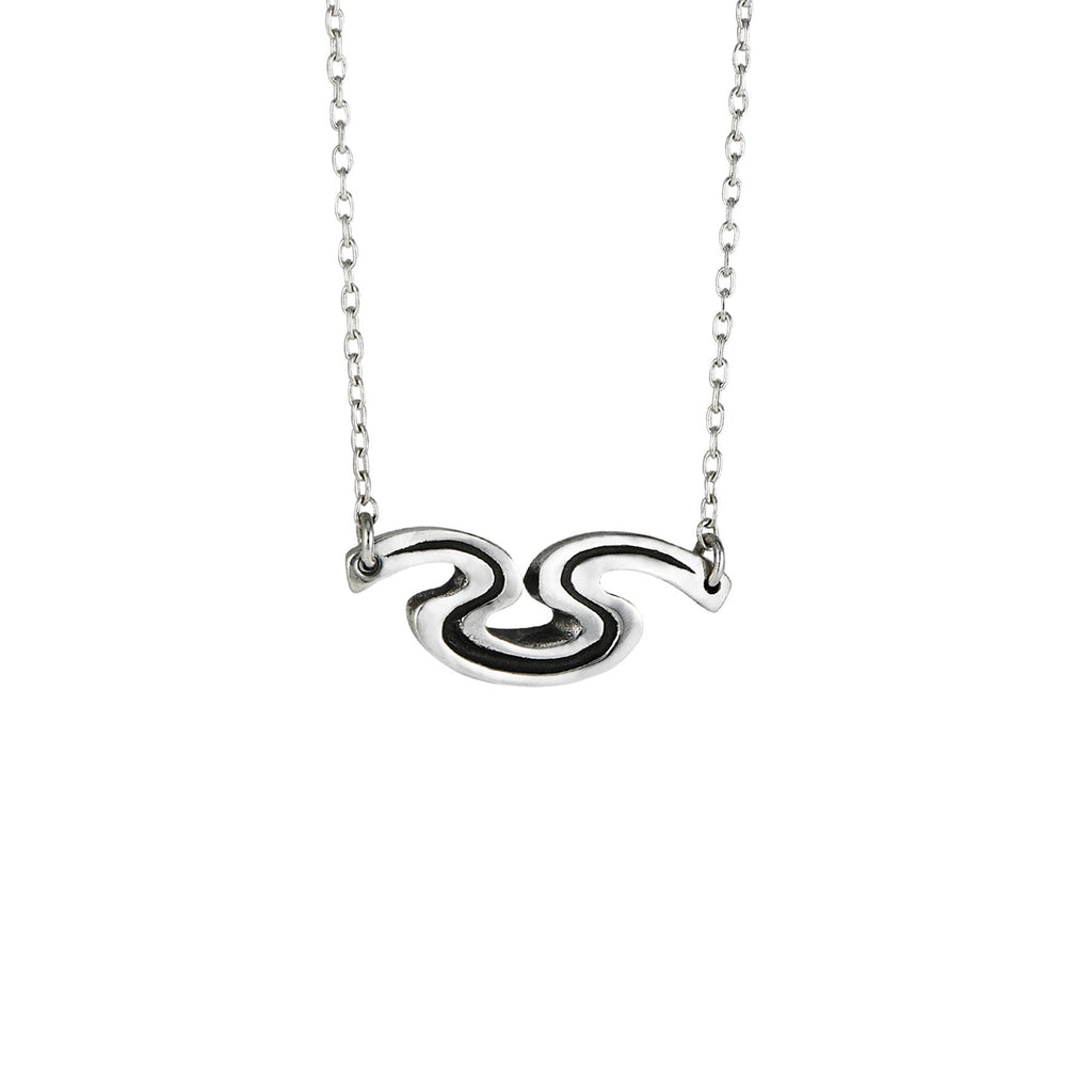 Riverbend sterling silver necklace inspired by the curve of the Mississippi River in New Orleans.