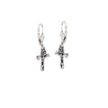 petite rose cross earrings sterling silver dainty cross earrings
