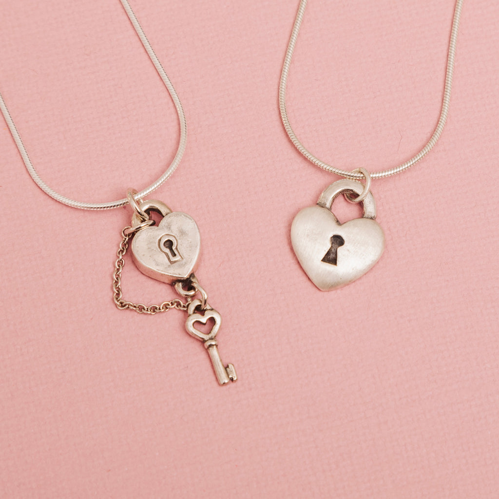 Sterling silver love lock heart pendant styled with different chains