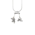 Sterling silver raining cats and dogs pendant with cat and dog dangling from cloud